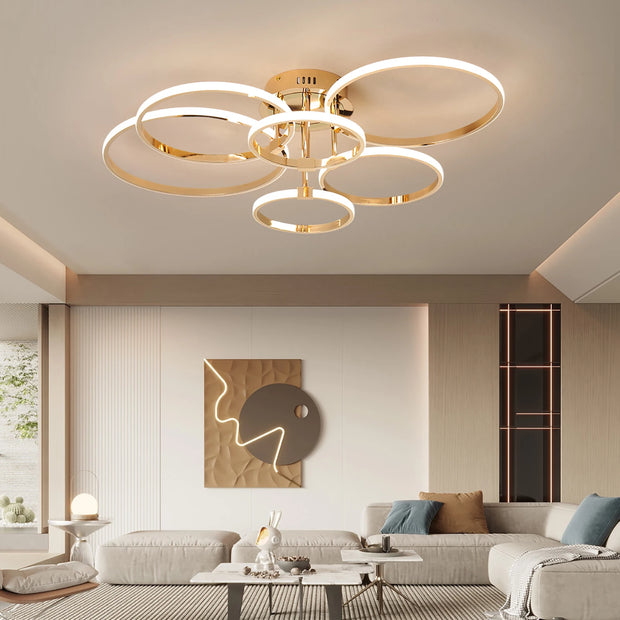 Modern Lighting –  Modern Led Chandelier Gold/Chrome Led Ceiling Lights For Living Bedroom Kitchen 4-6 Ring Dimmable Ceiling Chandelier lustre