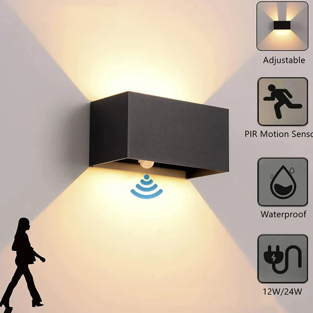 Modern Lighting –  PIR Motion Sensor Outdoor LED Wall Light LED Wall Sconce Square Waterproof IP65 Porch Garden Wall Lamp Exterior Lighting Fixture