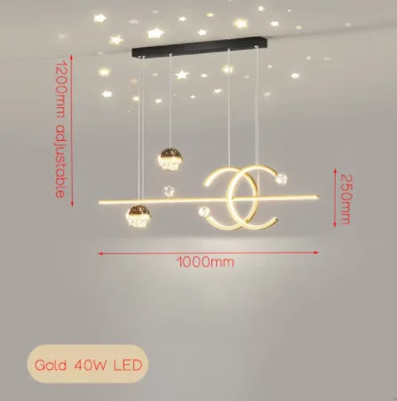 Modern Lighting –  Dining Room Chandelier Modern Minimalist New Star Top Nordic Long Dining Table Lamp Gold Black Home Lighting Pendant Lights