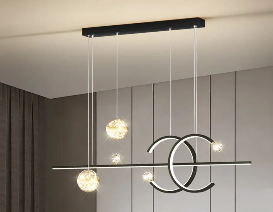 Modern Lighting –  Dining Room Chandelier Modern Minimalist New Star Top Nordic Long Dining Table Lamp Gold Black Home Lighting Pendant Lights