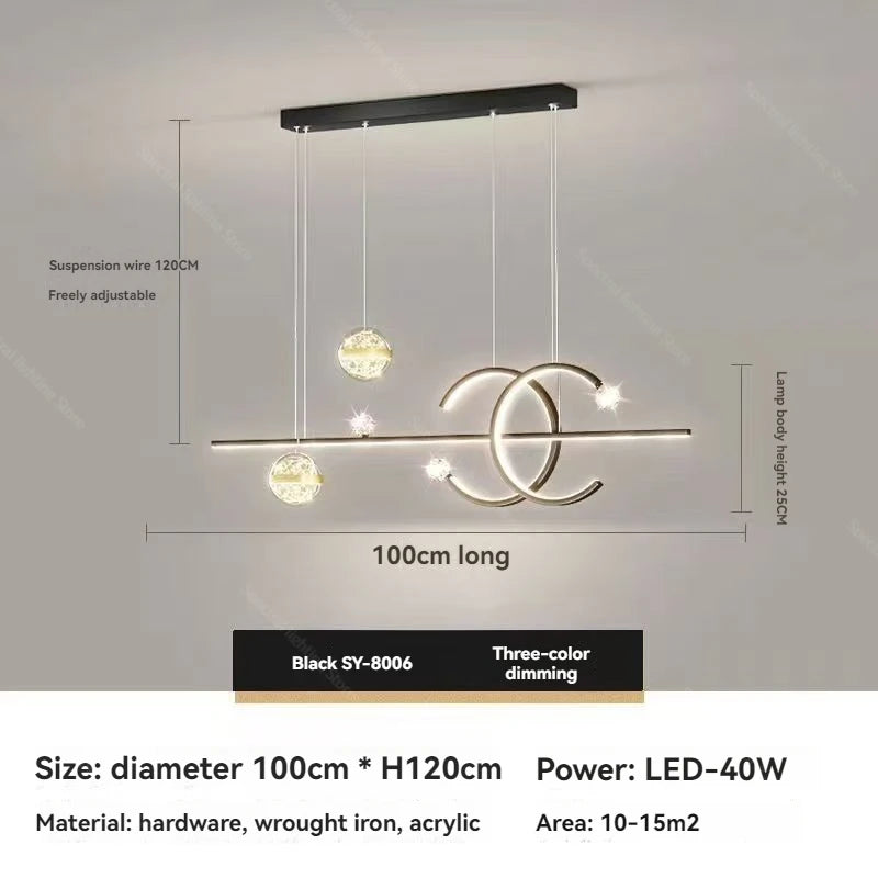 Modern Lighting –  Dining Room Chandelier Modern Minimalist New Star Top Nordic Long Dining Table Lamp Gold Black Home Lighting Pendant Lights