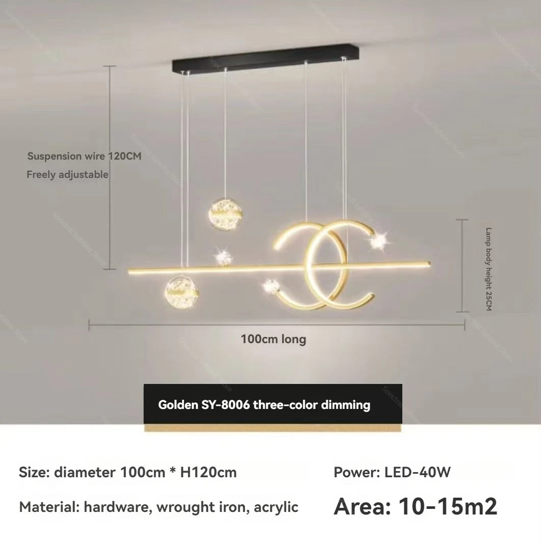 Modern Lighting –  Dining Room Chandelier Modern Minimalist New Star Top Nordic Long Dining Table Lamp Gold Black Home Lighting Pendant Lights