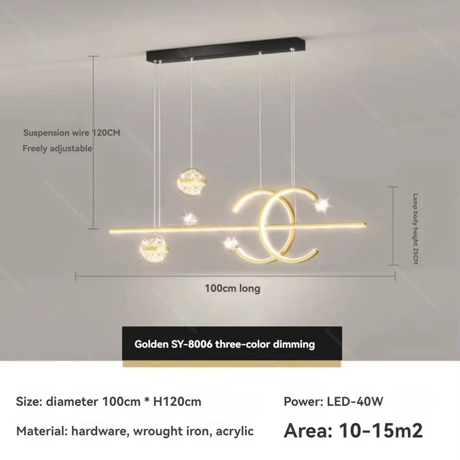 Modern Lighting –  Dining Room Chandelier Modern Minimalist New Star Top Nordic Long Dining Table Lamp Gold Black Home Lighting Pendant Lights