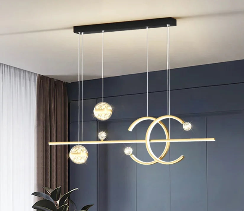 Modern Lighting –  Dining Room Chandelier Modern Minimalist New Star Top Nordic Long Dining Table Lamp Gold Black Home Lighting Pendant Lights