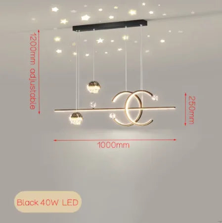Modern Lighting –  Dining Room Chandelier Modern Minimalist New Star Top Nordic Long Dining Table Lamp Gold Black Home Lighting Pendant Lights