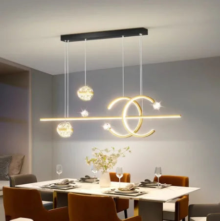 Modern Lighting –  Dining Room Chandelier Modern Minimalist New Star Top Nordic Long Dining Table Lamp Gold Black Home Lighting Pendant Lights