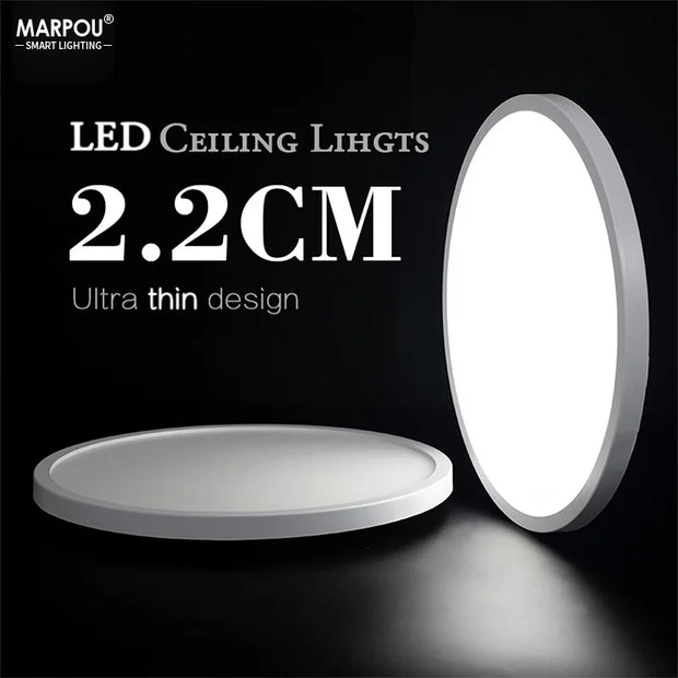 Modern Lighting –  2.2CM Ultra Thin Ceiling Light LED Panel Light 6W 9W 13W 18W 24W Indoor Decorative Small Power Energy Saving No Flicker Bedroom
